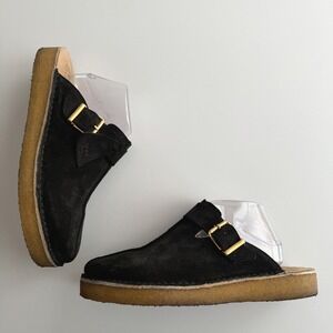 Clarks Trek Mule Classic Black Suede Shearling Lined Slip On Clogs mens sz 10